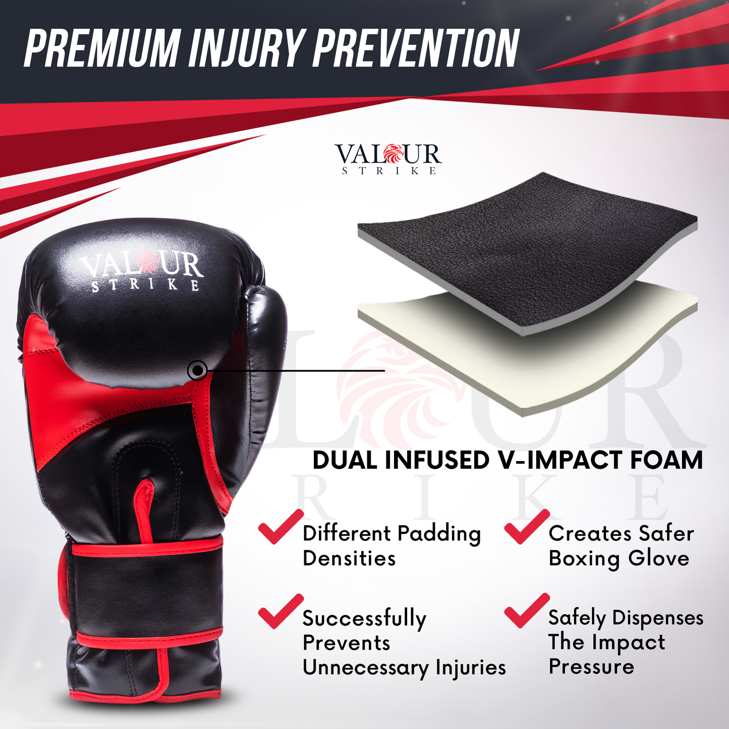 Layers of boxing gloves protection by valour strike