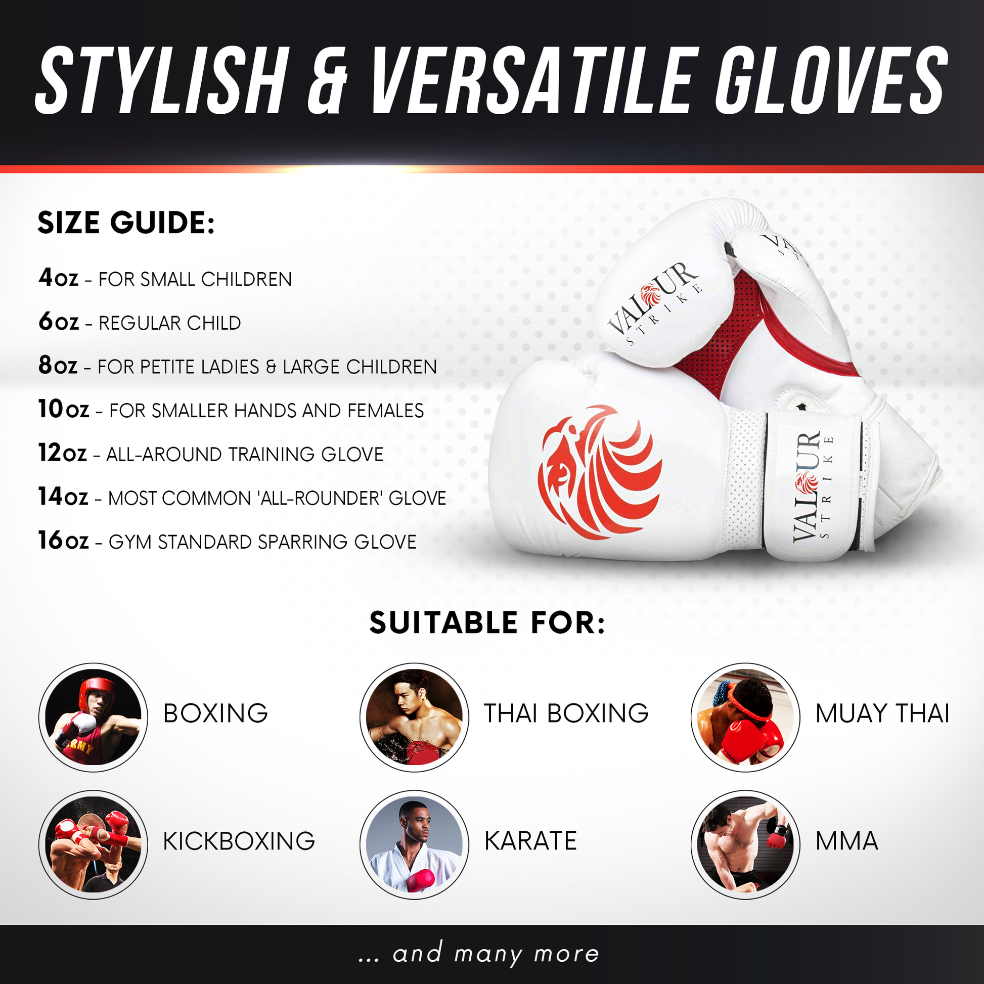 Valour Strike White Boxing Gloves Free UK Delivery www.ValourStrike